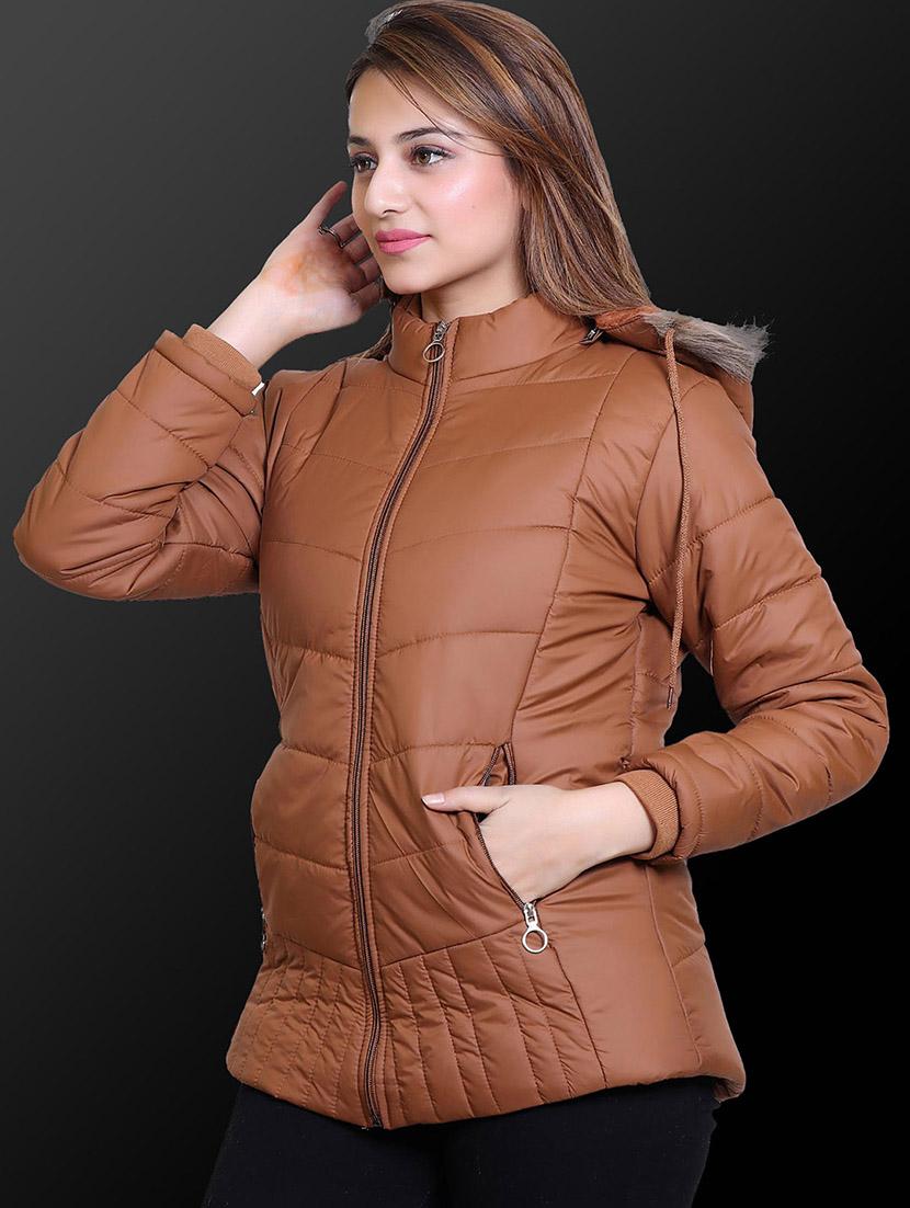 women solid long sleeve hooded quilted jacket - 22009230 -  Standard Image - 1
