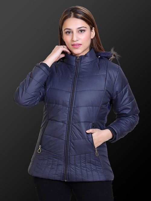 women solid long sleeve hooded quilted jacket - 22009231 -  Standard Image - 0