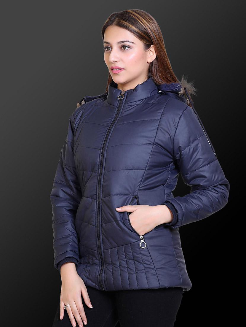 women solid long sleeve hooded quilted jacket - 22009231 -  Standard Image - 1