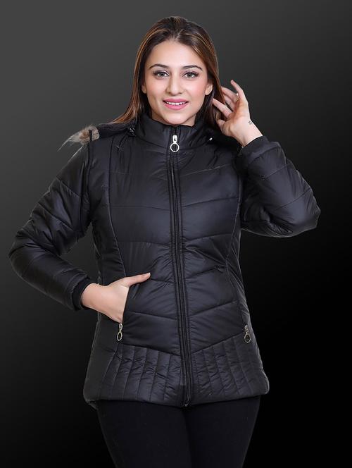 women solid long sleeve hooded quilted jacket - 22009232 -  Standard Image - 0