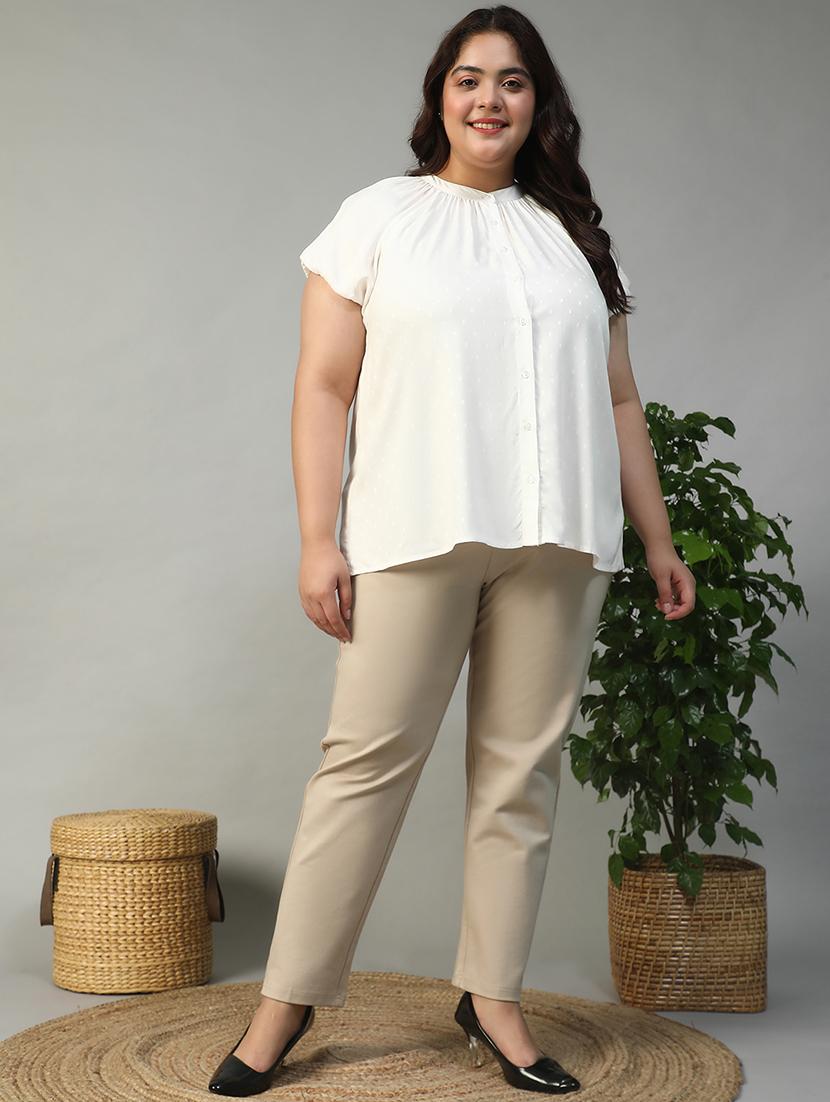 women plus size solid short sleeve shirt - 22009240 - Standard Image - 1