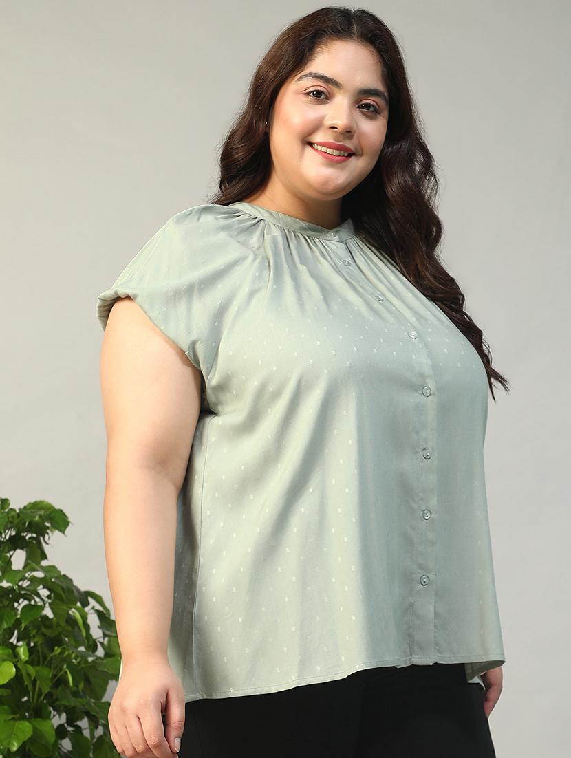 women plus size self designed short sleeve shirt - 22009242 - Standard Image - 1