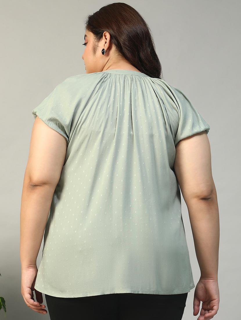 women plus size self designed short sleeve shirt - 22009242 - Standard Image - 4