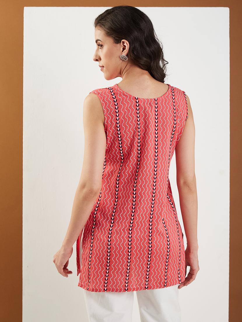women printed sleeveless straight kurti - 22009248 - Standard Image - 4