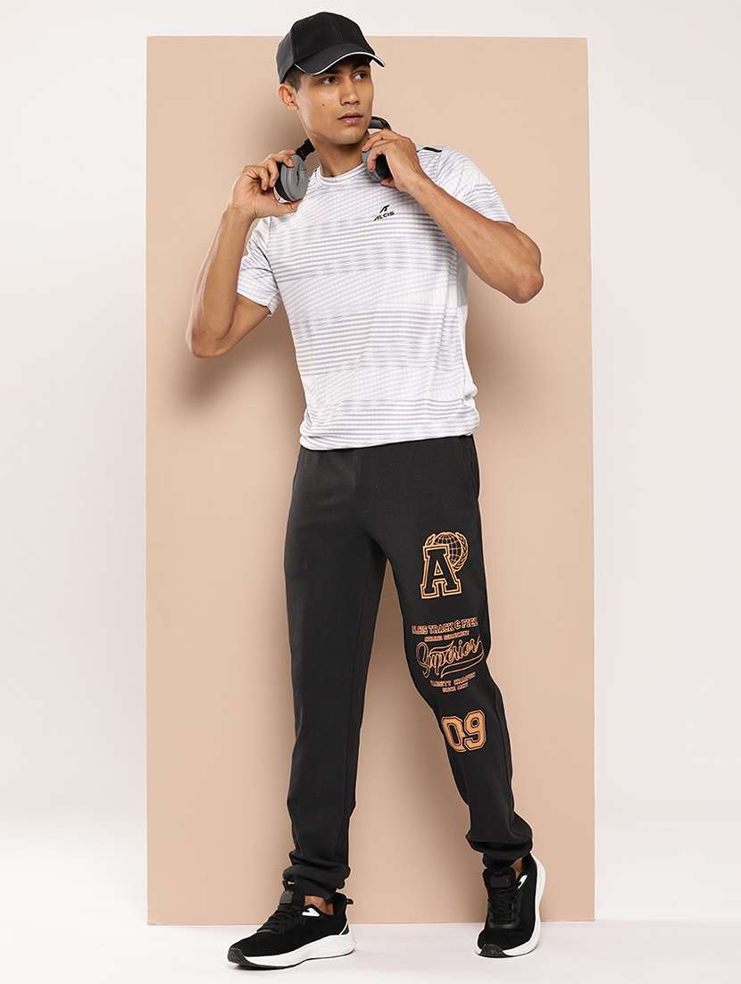 men placement print mid rise regular fit jogger - 22009263 - Standard Image - 1