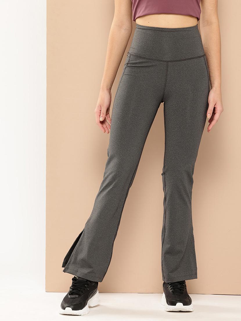 women solid high rise slim fit yoga pant 