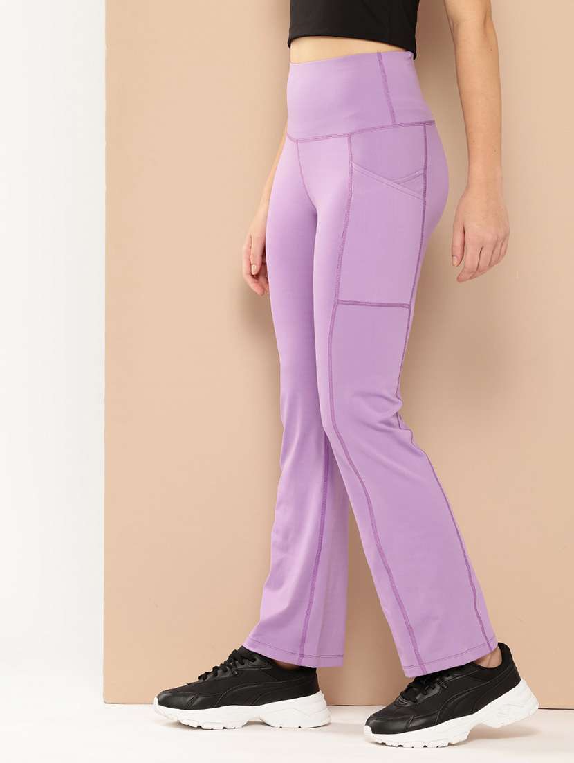 Women Solid High Rise Slim Fit Yoga Pant - 22009272 -  Standard Image - 1