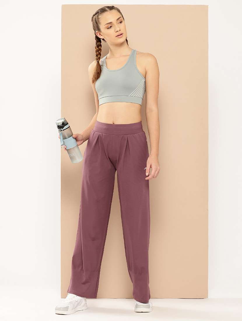 women solid mid rise regular fit track pant - 22009273 -  Standard Image - 1