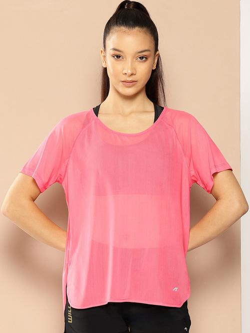 women solid short sleeve dry fit t-shirt - 22009288 - Standard Image - 0
