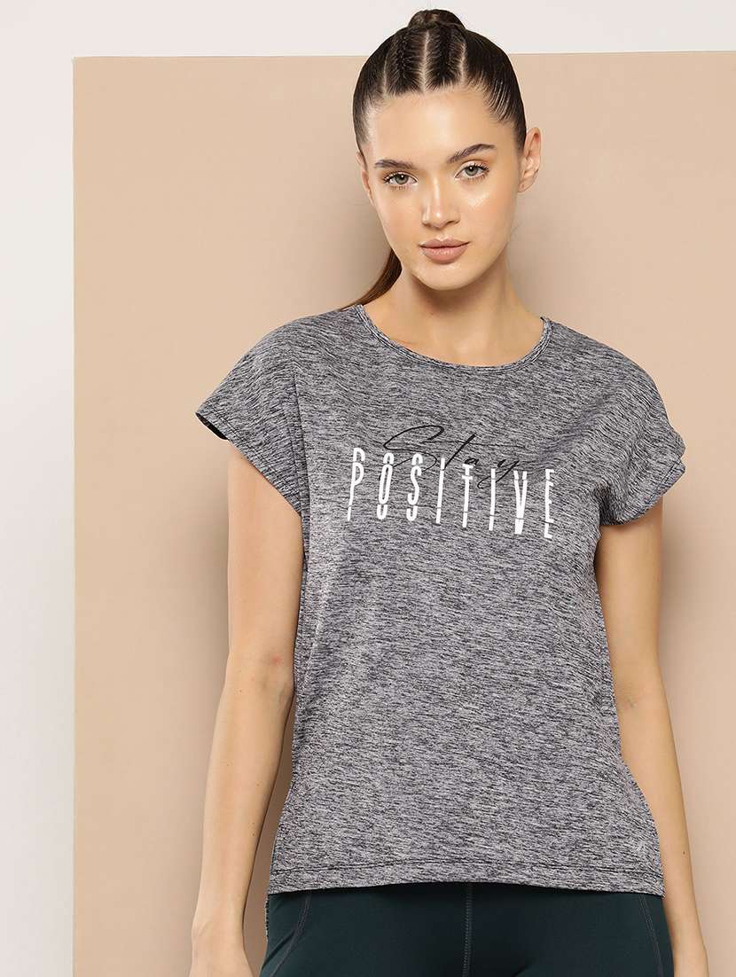 women typographic short sleeve dry fit t-shirt