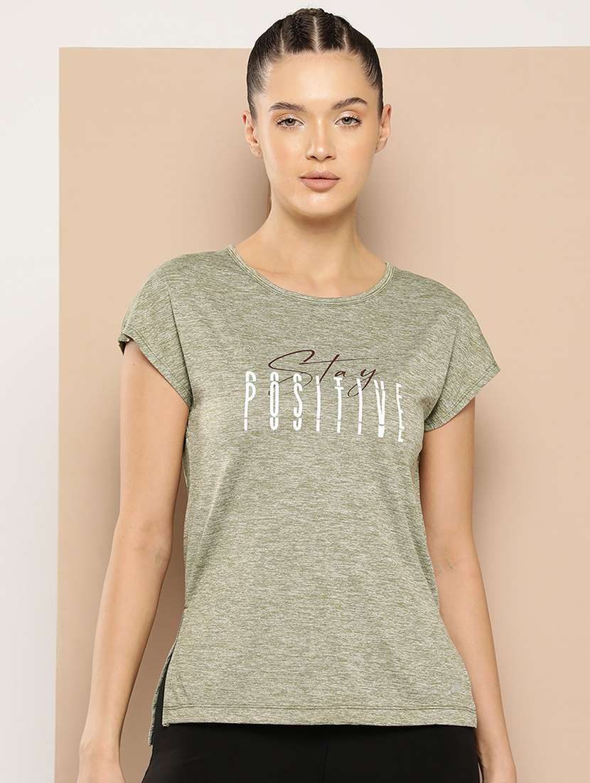 women typographic short sleeve dry fit t-shirt