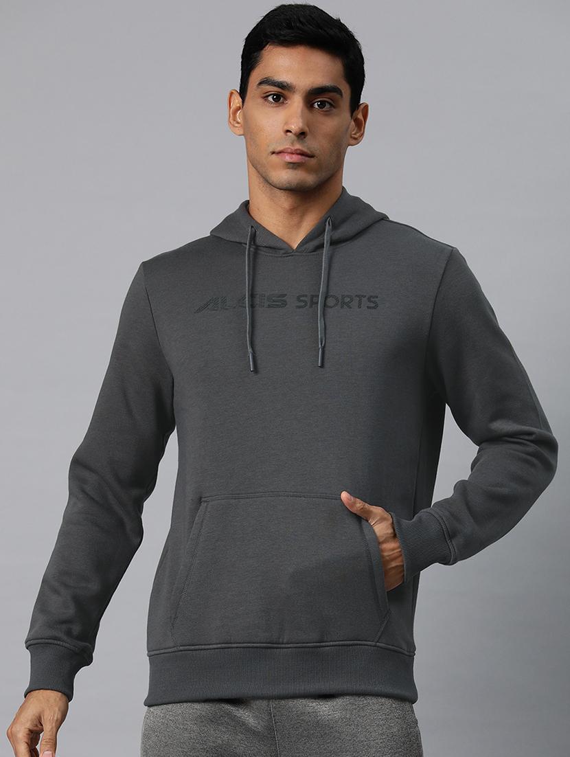 men chest print long sleeve regular fit hooded sweatshirt - 22009296 -  Zoom Image - 0