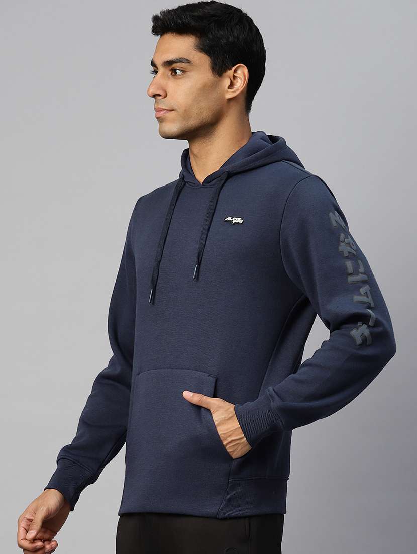 men typographic long sleeve regular fit hooded sweatshirt - 22009299 - Standard Image - 1
