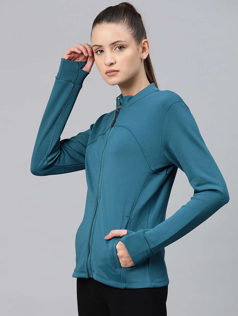 women solid long sleeve zipper sweatshirt - 22009347 -  Standard Image - 1