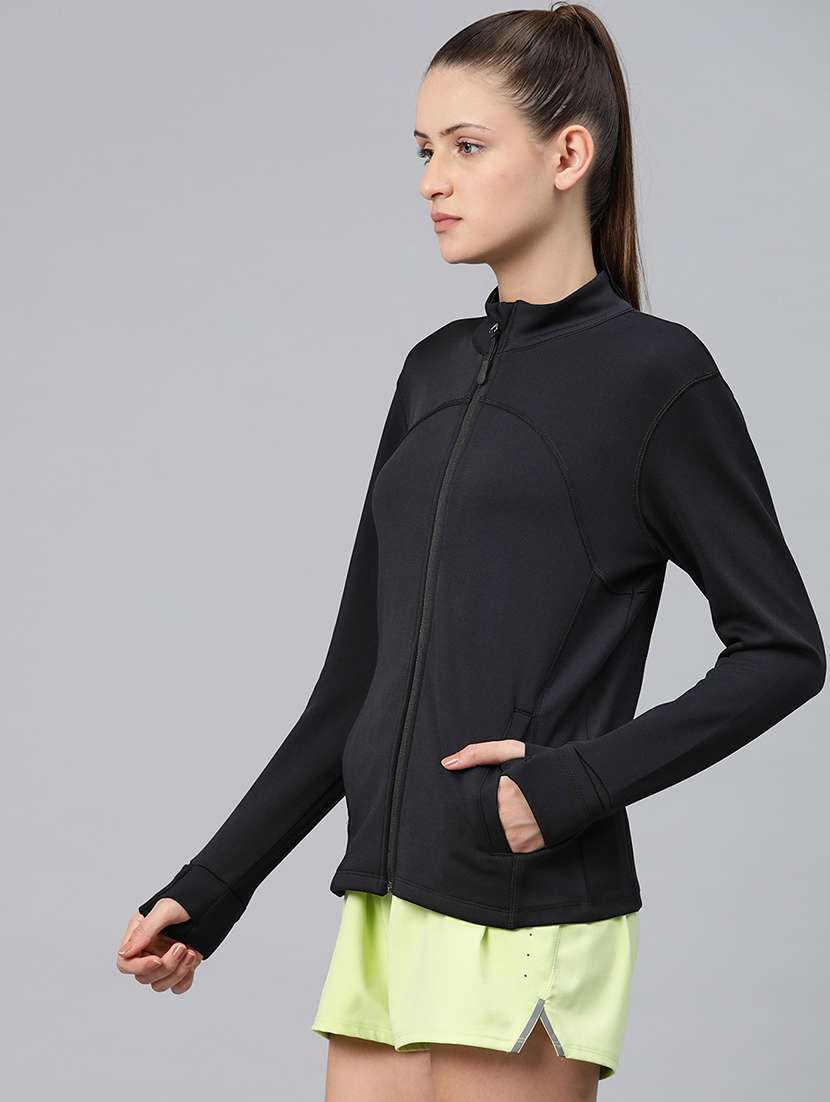 women solid long sleeve zipper sweatshirt - 22009349 -  Standard Image - 1