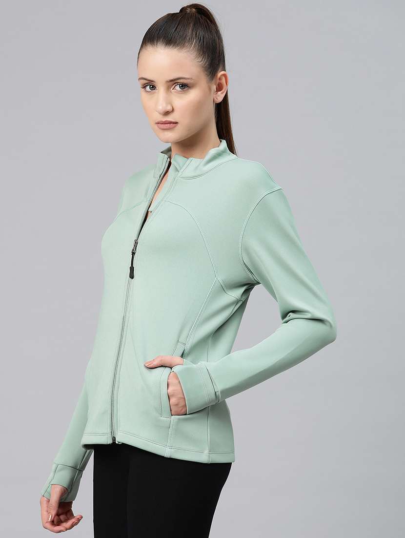 women solid long sleeve zipper sweatshirt - 22009351 -  Standard Image - 1