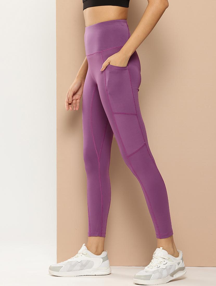 women solid high rise ankle length tights - 22009360 -  Standard Image - 1