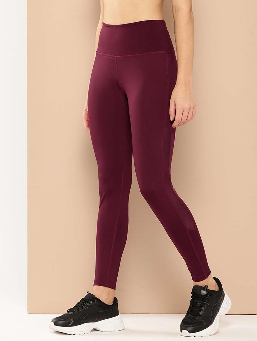 women solid high rise ankle length tights - 22009361 - Standard Image - 1