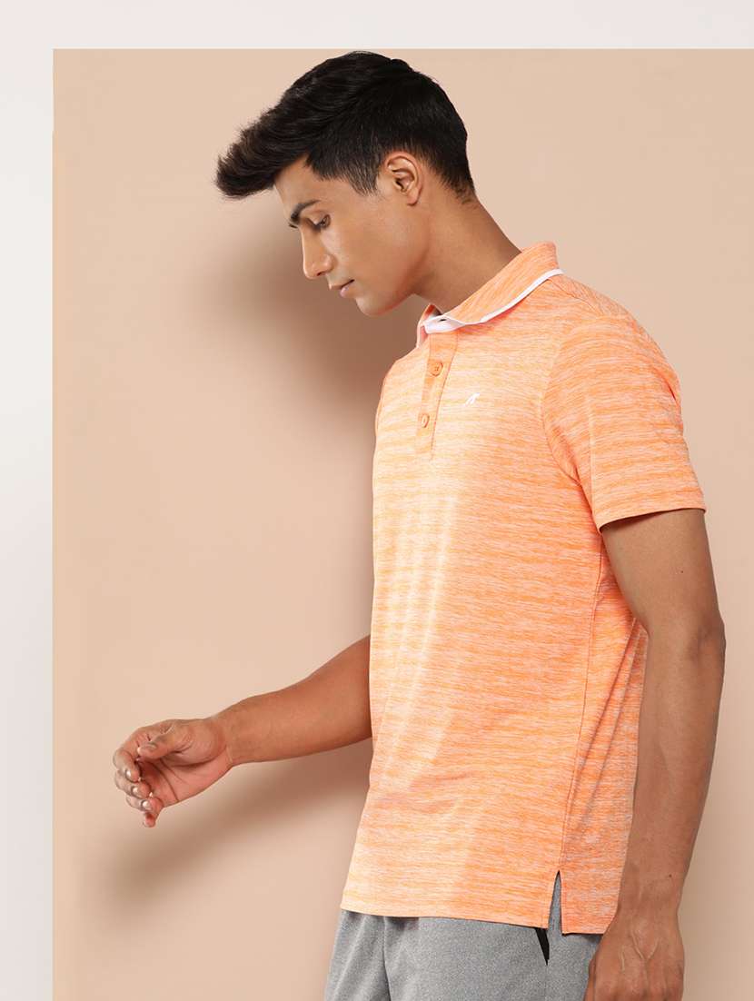 men melange short sleeve regular fit polo t-shirt - 22009377 -  Standard Image - 1