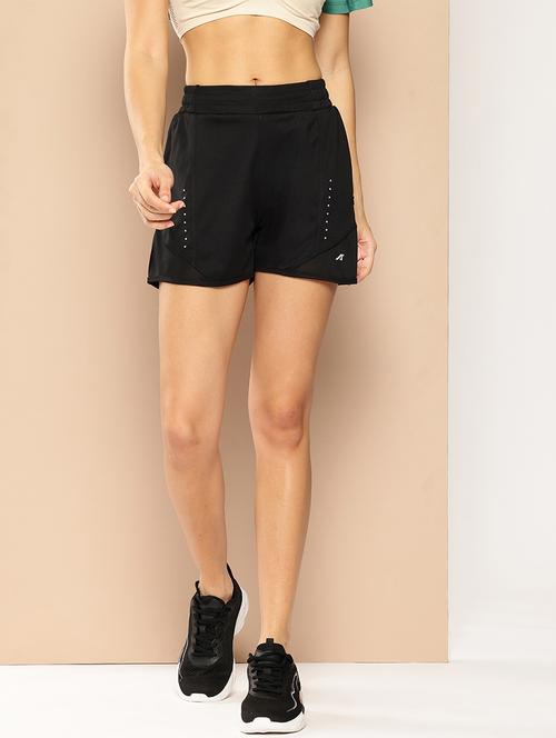 women solid mid rise sports shorts - 22009395 - Standard Image - 0