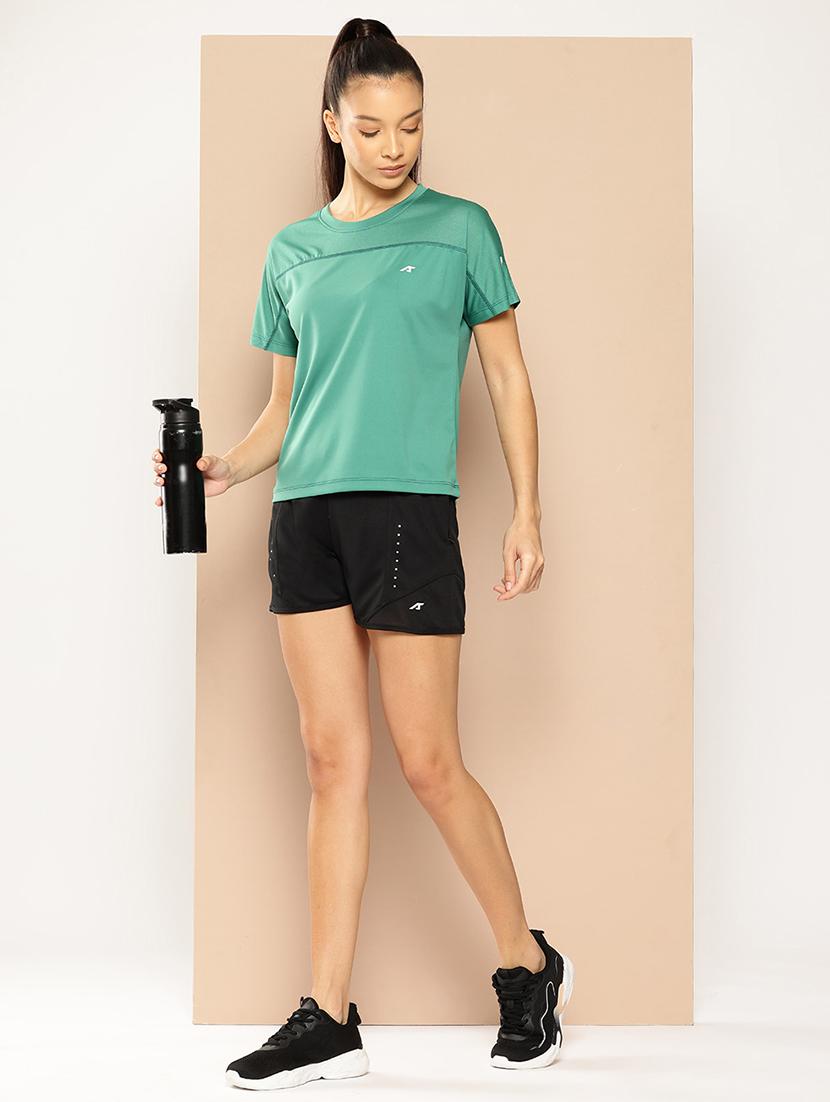 women solid mid rise sports shorts - 22009395 -  Standard Image - 1