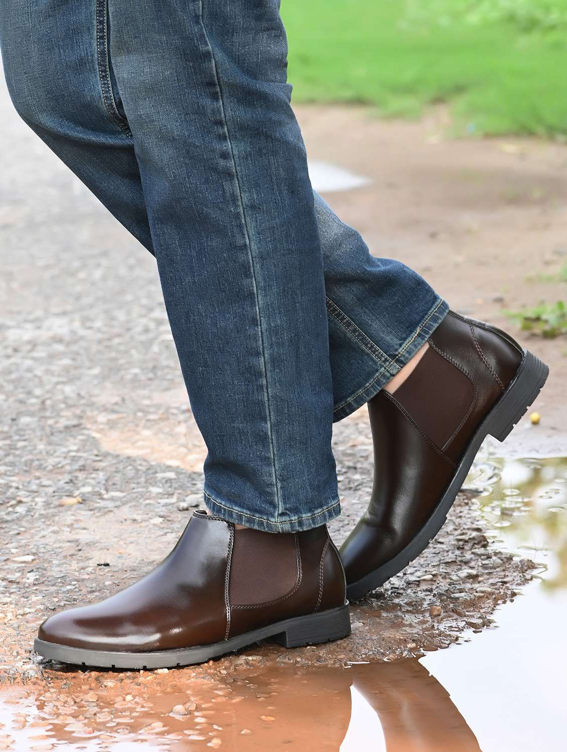 Men Brown Slip On Boot - 22009423 -  Standard Image - 4