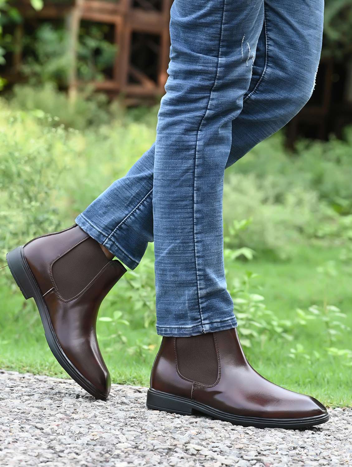 Men Brown Slip On Boot - 22009424 -  Standard Image - 1