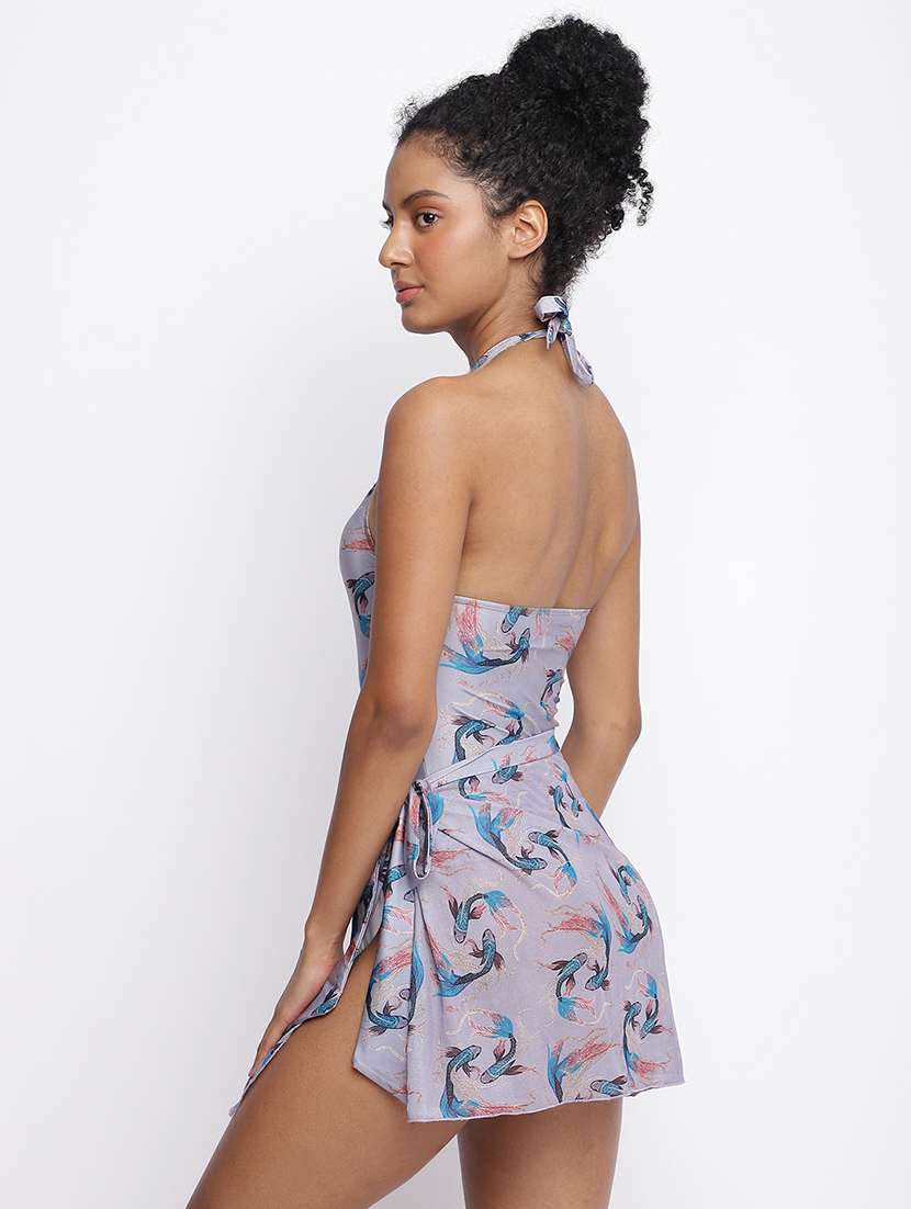 women printed sleeveless monokini with sarong - 22009430 -  Standard Image - 4