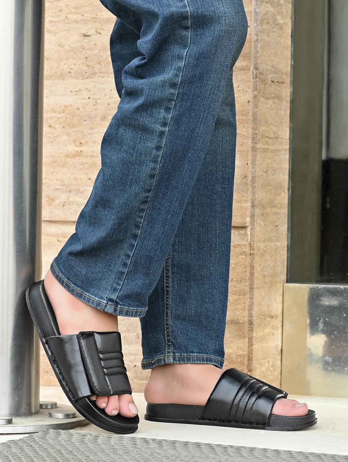 men black slip on slider - 22009446 - Standard Image - 1