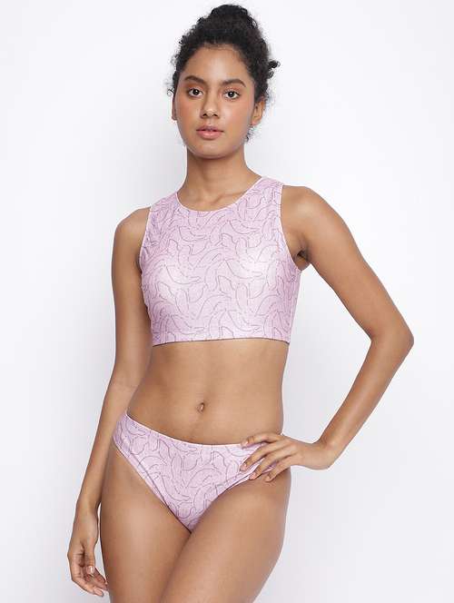 women printed sleeveless bikini set
