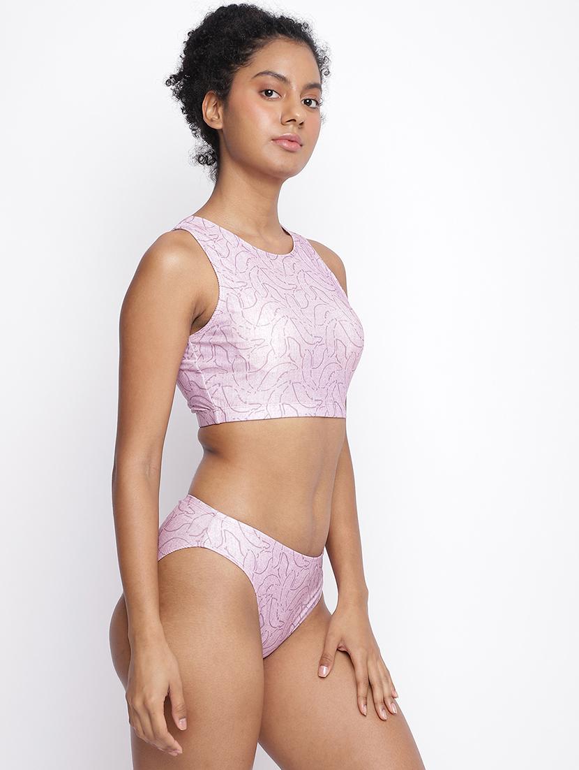women lavender printed low rise bikini - 22009499 - Standard Image - 1