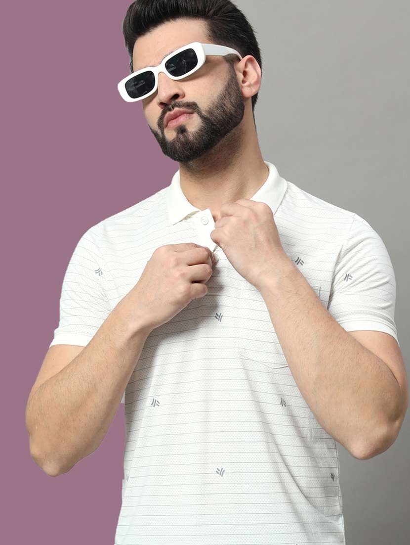 men striped short sleeve regular fit polo t-shirt