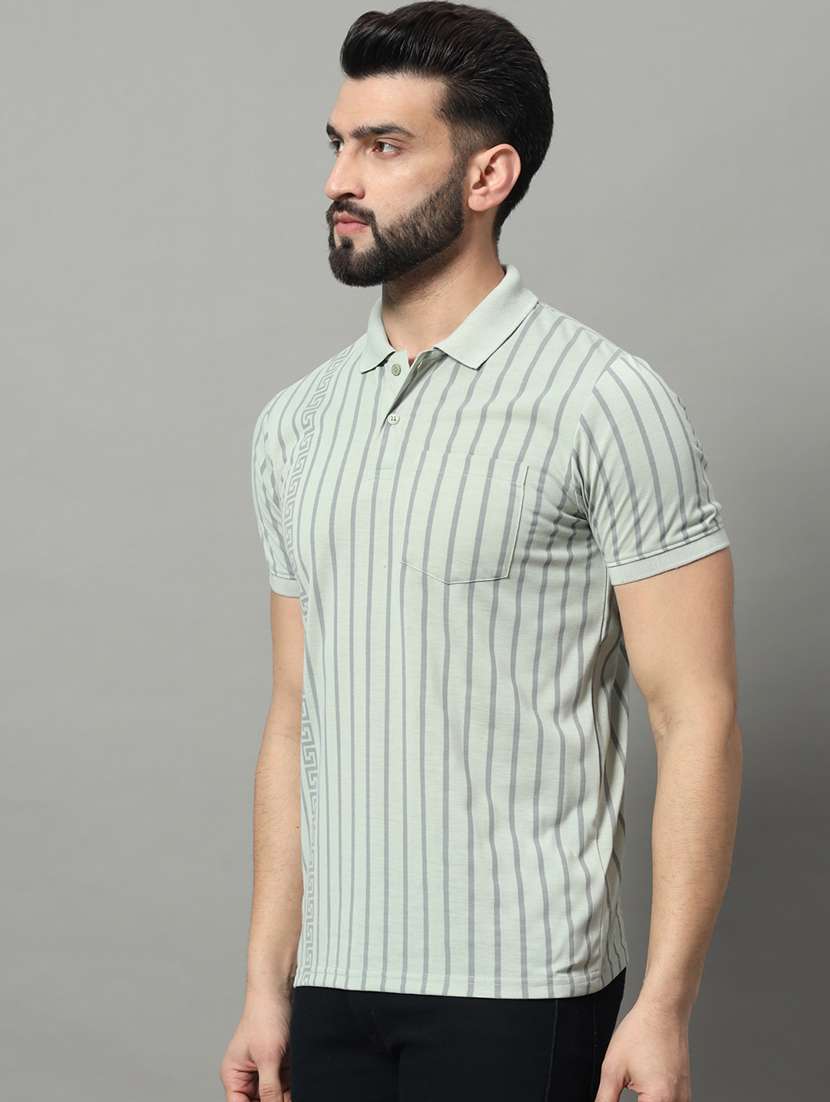 men striped short sleeve regular fit polo t-shirt - 22009523 - Standard Image - 1