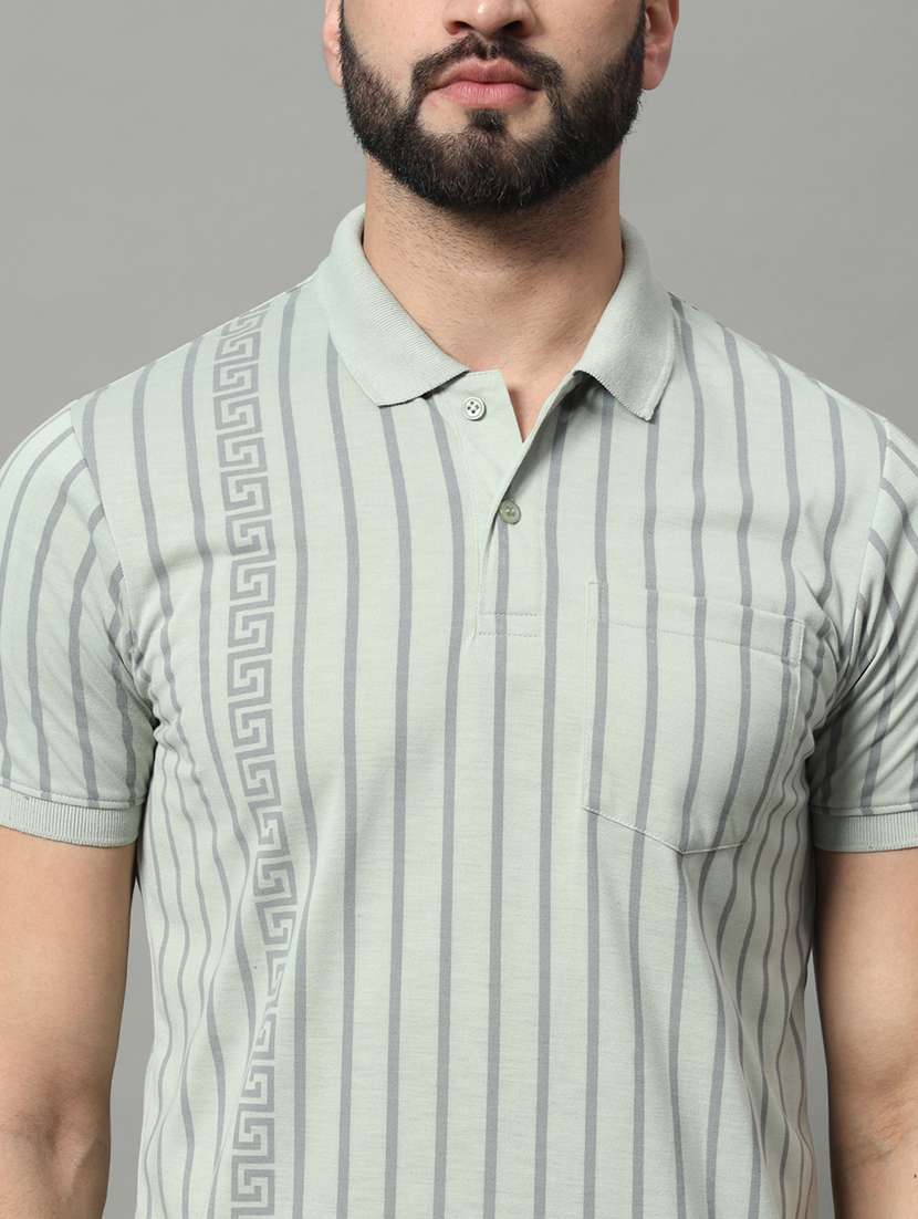 men striped short sleeve regular fit polo t-shirt - 22009523 - Standard Image - 4