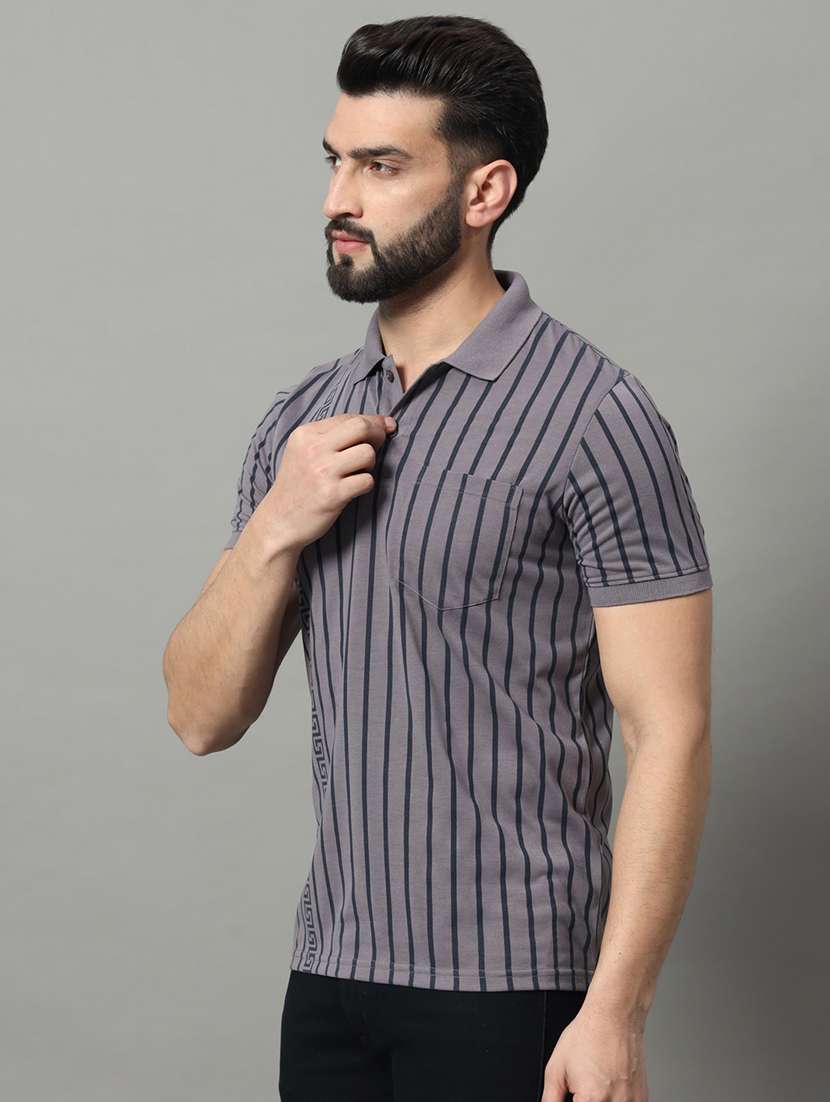men striped short sleeve regular fit polo t-shirt - 22009524 - Standard Image - 1