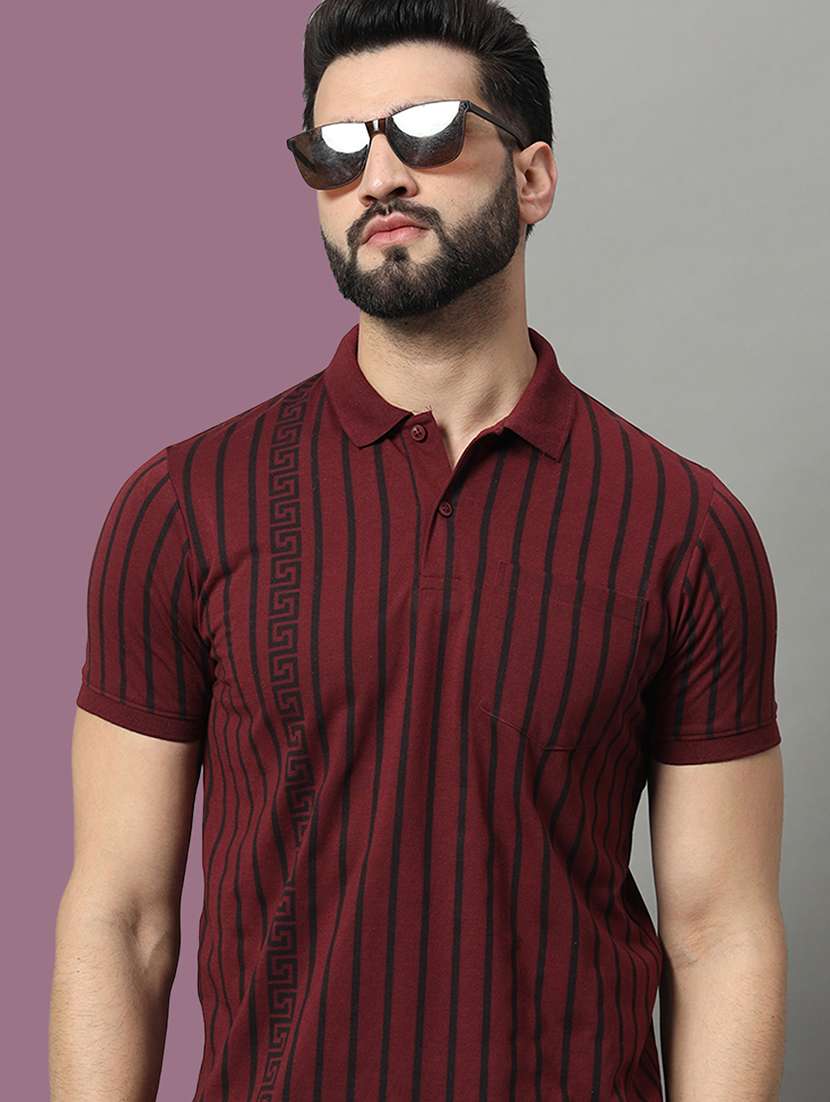men striped short sleeve regular fit polo t-shirt