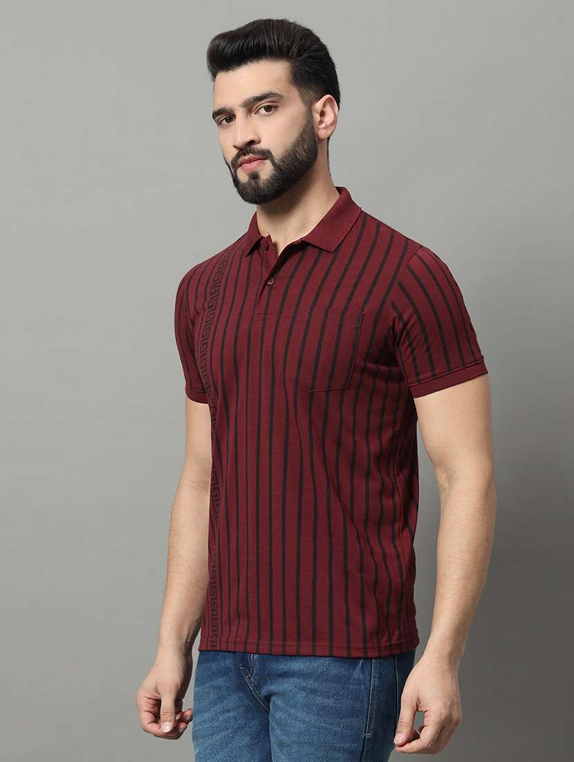 men striped short sleeve regular fit polo t-shirt - 22009525 -  Standard Image - 1