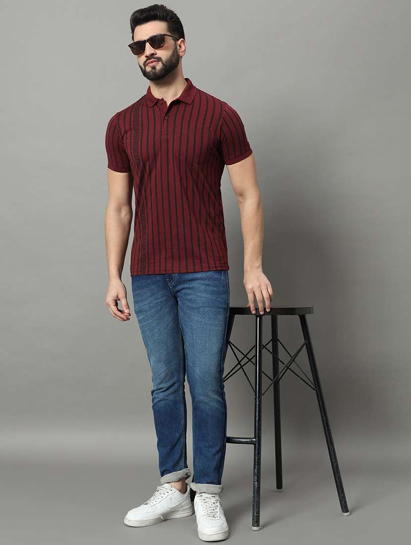 men striped short sleeve regular fit polo t-shirt - 22009525 -  Standard Image - 4