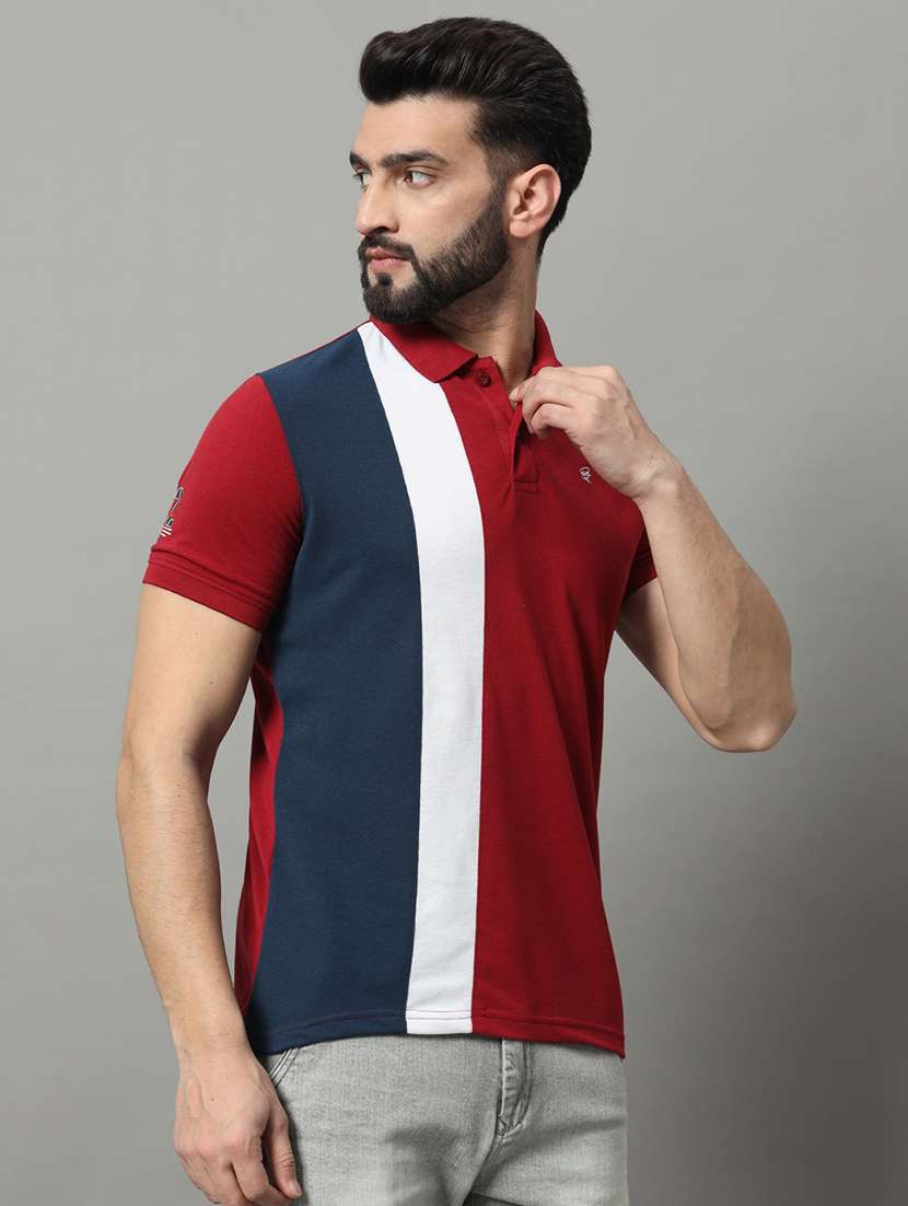men color block short sleeve regular fit polo t-shirt - 22009530 -  Standard Image - 1
