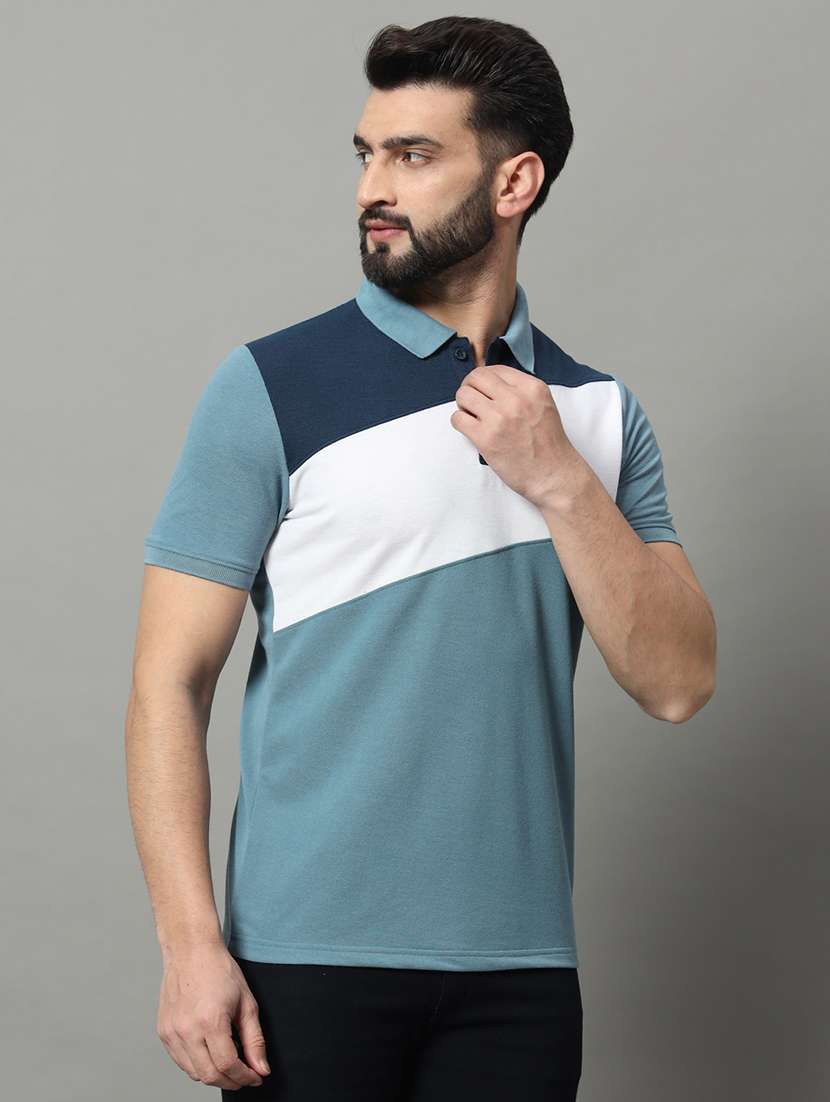 men color block short sleeve regular fit polo t-shirt - 22009532 -  Standard Image - 1