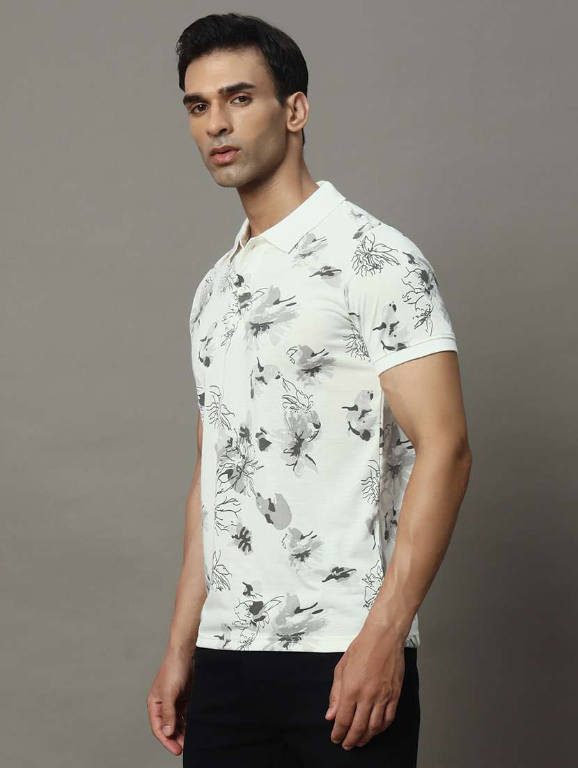 men floral printed short sleeve regular fit polo t-shirt - 22009578 -  Standard Image - 1
