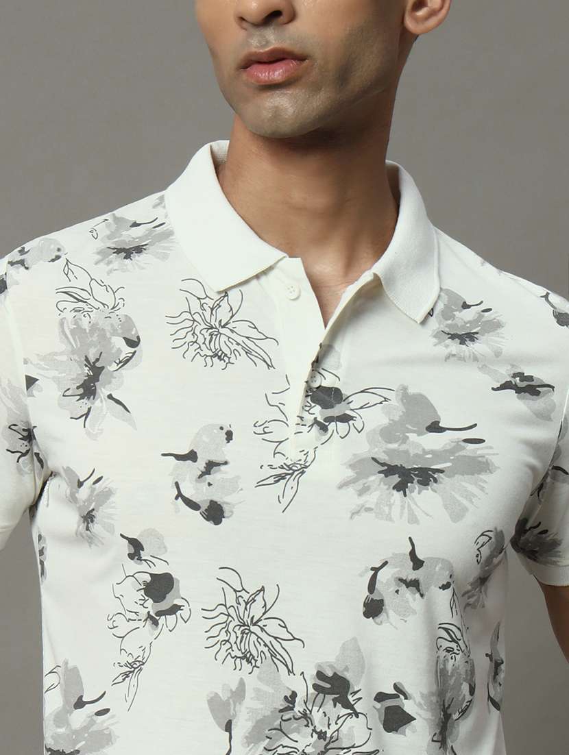 men floral printed short sleeve regular fit polo t-shirt - 22009578 - Standard Image - 4