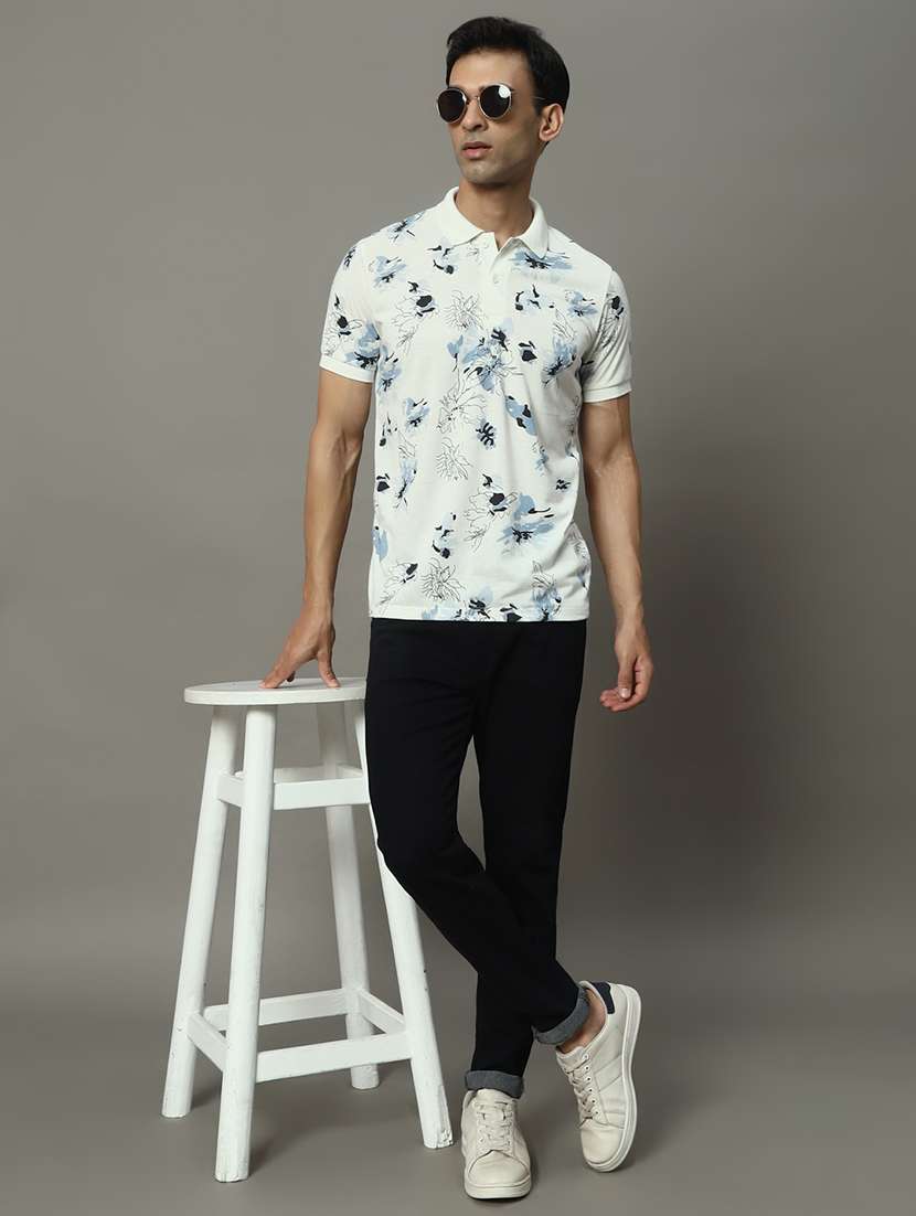men floral printed short sleeve regular fit polo t-shirt - 22009579 - Standard Image - 4