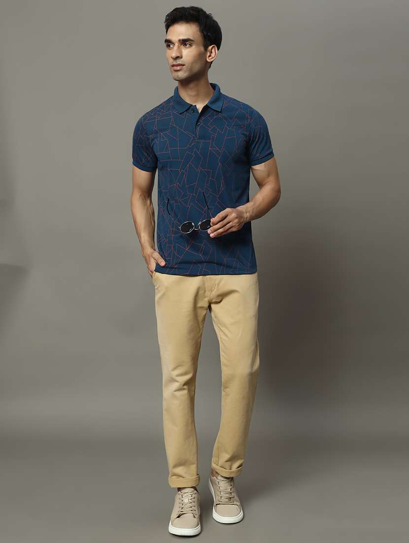 men geometric printed short sleeve regular fit polo t-shirt - 22009580 - Standard Image - 4