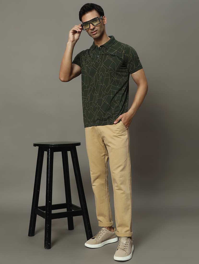 men geometric printed short sleeve regular fit polo t-shirt - 22009581 - Standard Image - 4