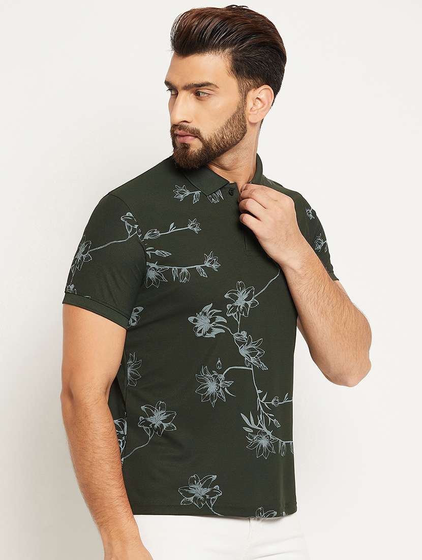 men floral printed short sleeve regular fit polo t-shirt - 22009590 -  Standard Image - 1