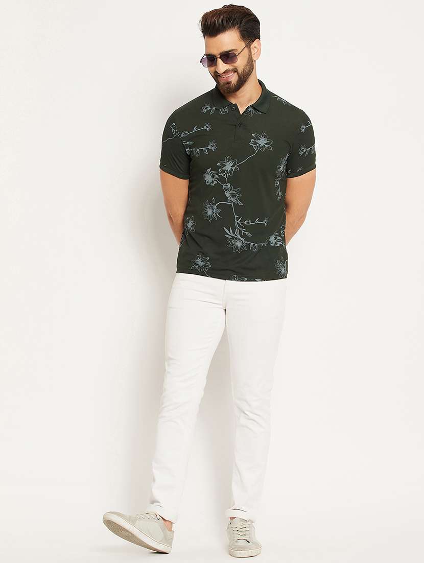 men floral printed short sleeve regular fit polo t-shirt - 22009590 - Standard Image - 4