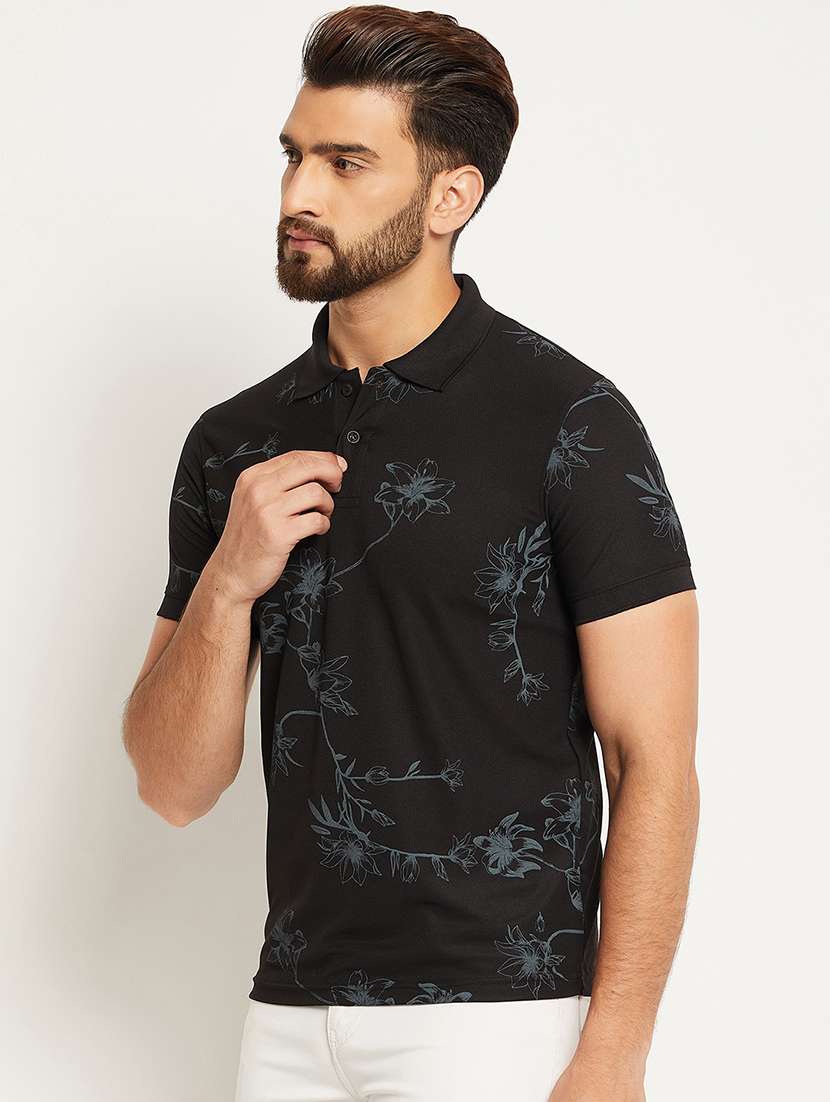 men floral printed short sleeve regular fit polo t-shirt - 22009591 -  Standard Image - 1