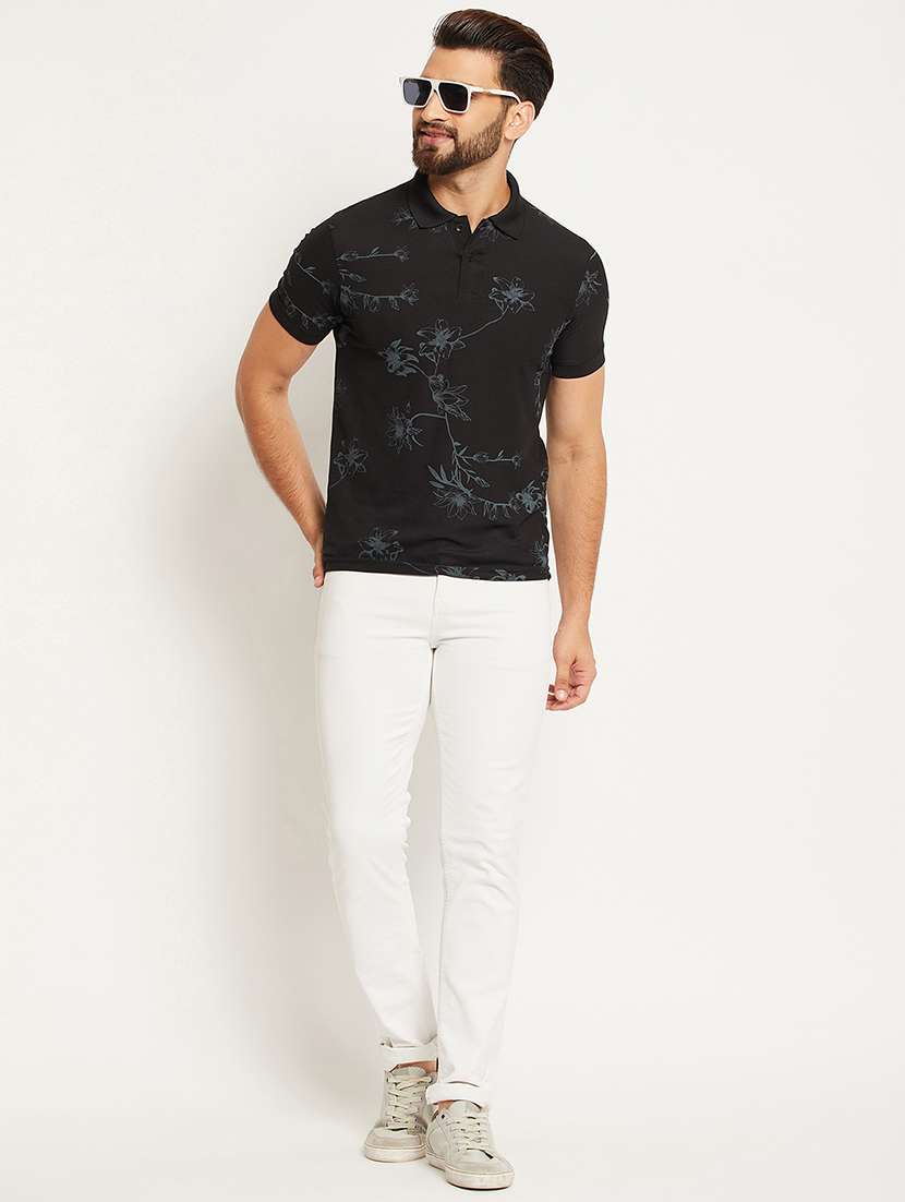 men floral printed short sleeve regular fit polo t-shirt - 22009591 - Standard Image - 4