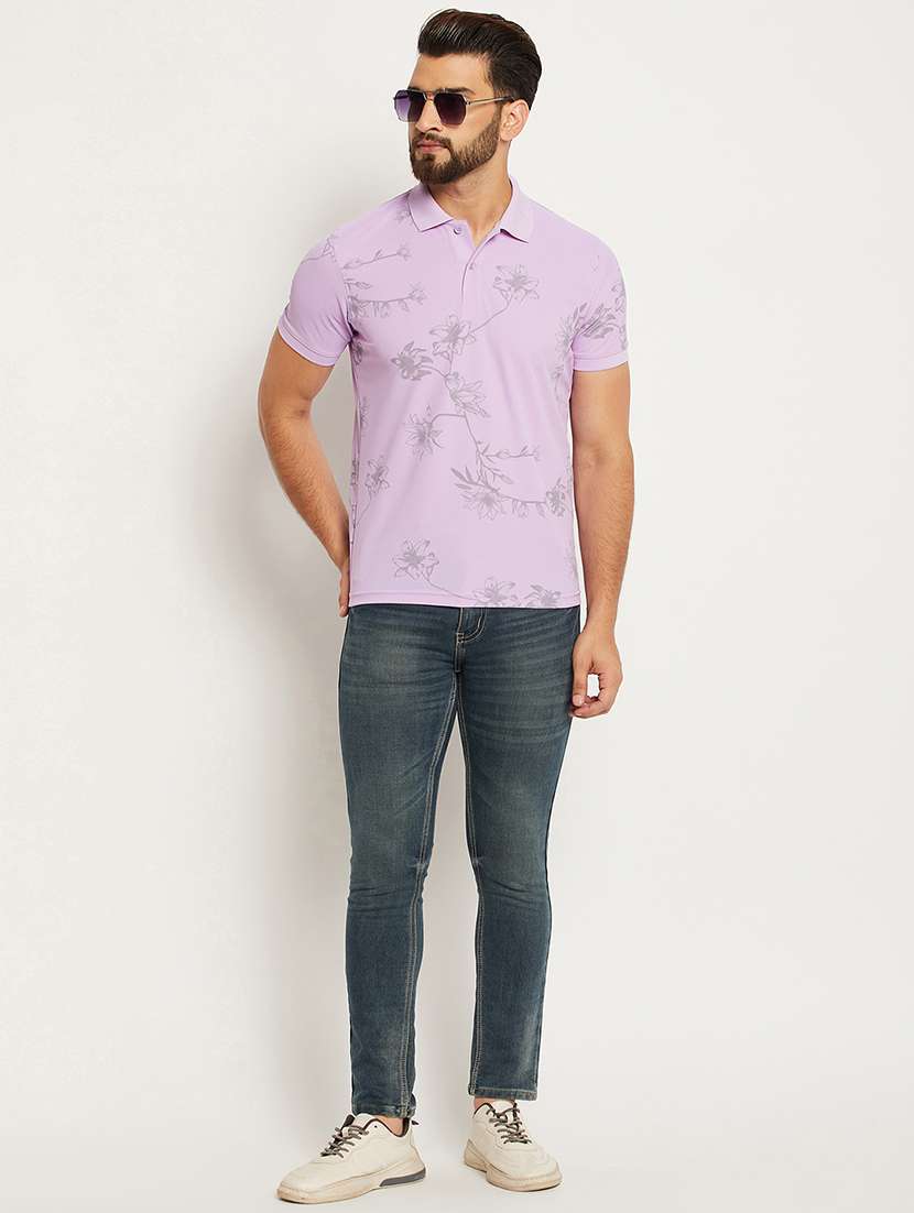 men floral printed short sleeve regular fit polo t-shirt - 22009595 - Standard Image - 4